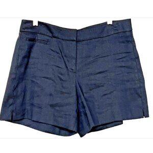 White House Black Market Womens Navy Blue Size 4 Linen Tailored Shorts NWT